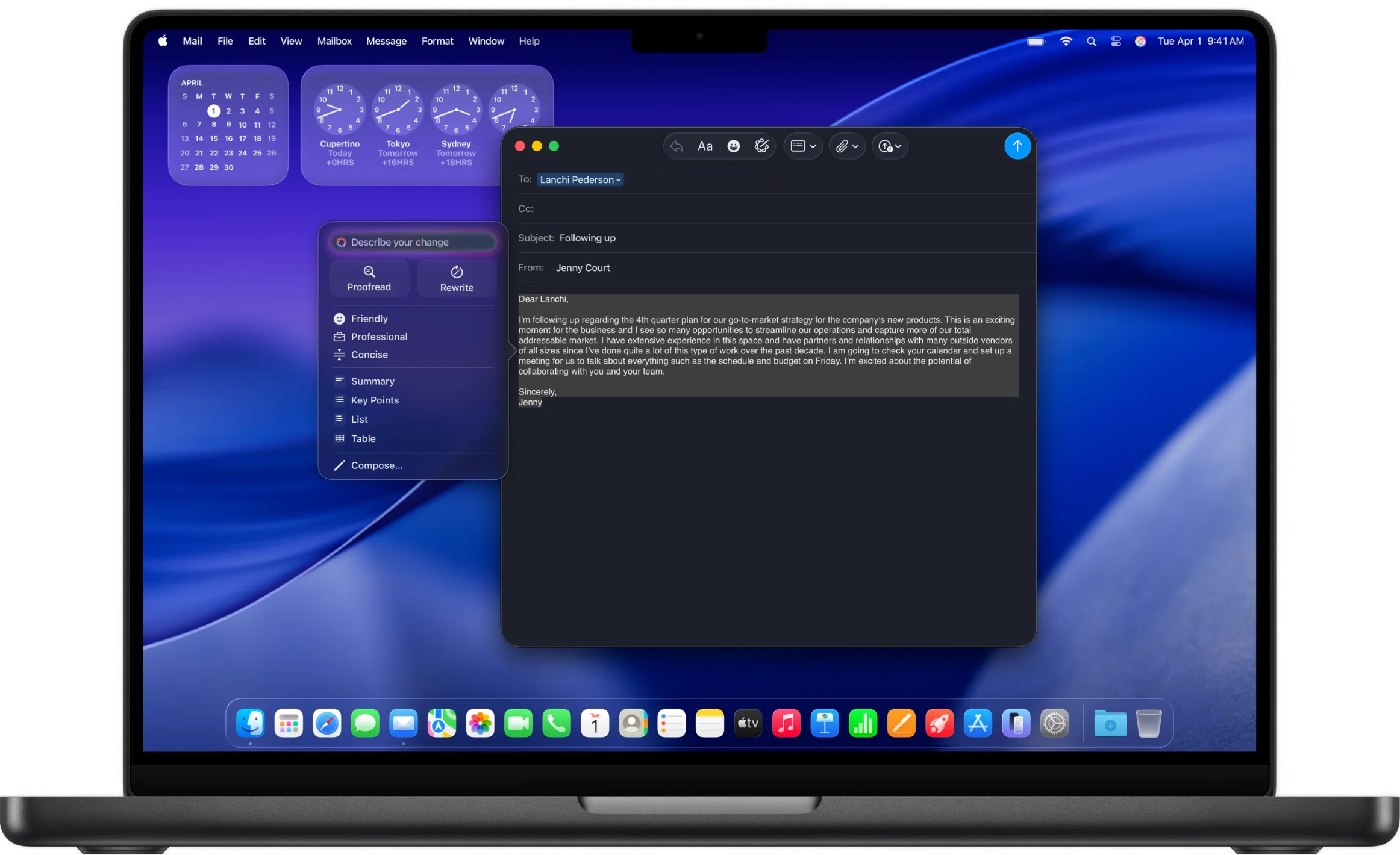 Space Black MacBook Pro cut off from the right at the side of a box showcasing macOS tahoe's advantages