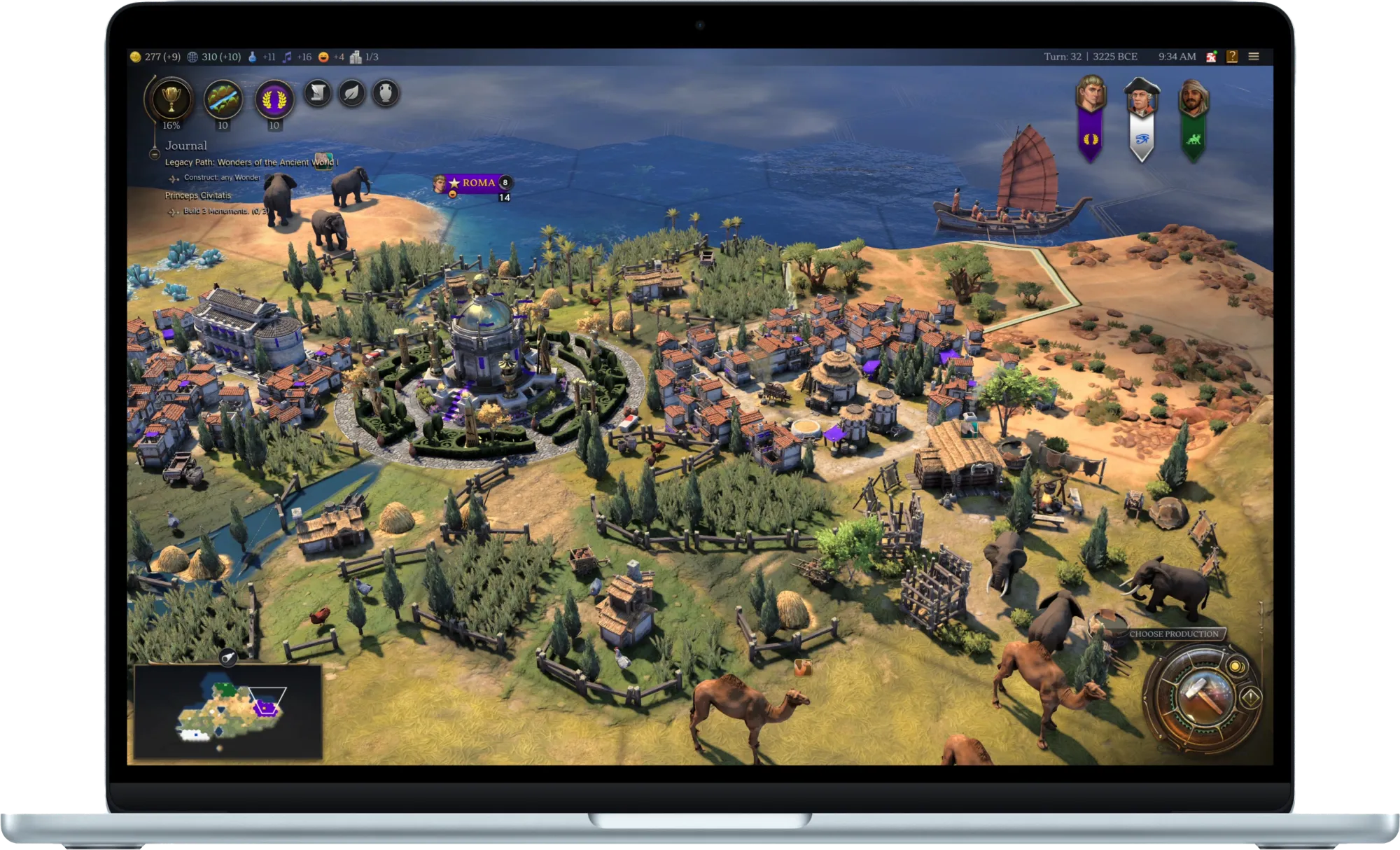 Sky blue MacBook Air cut off from the right at the side of a box showcasing macOS Sequoia's advantages