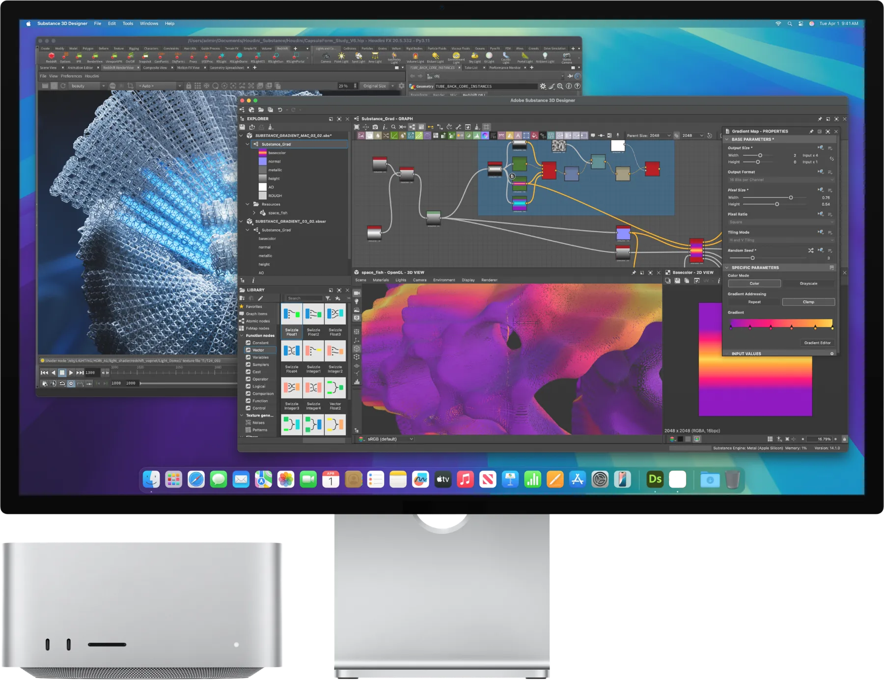 Mac Studio and Studio Display cut off from the right at the side of a box showcasing macOS Sequoia's advantages